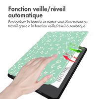 imoshion Design Slim Hard Case Sleepcover Pocketbook Verse / Verse Lite / Verse Pro / Vivlio Light / Light HD - Smoke Green Flowers
