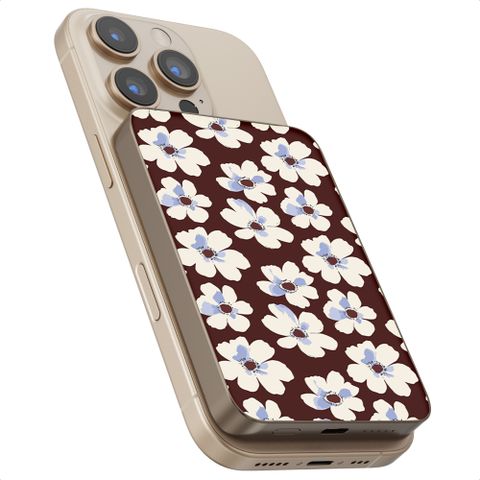 Selencia Powerbank Vivid 5 000 mAh - MagSafe et Qi - Desert Gold / Choco Flower Pop