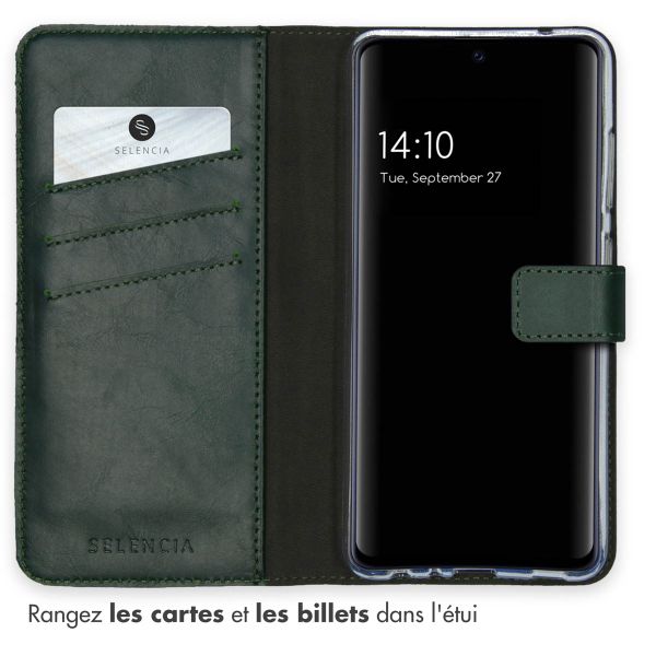 Selencia Étui portefeuille en cuir véritable Samsung Galaxy A52(s) (5G/4G) - Vert