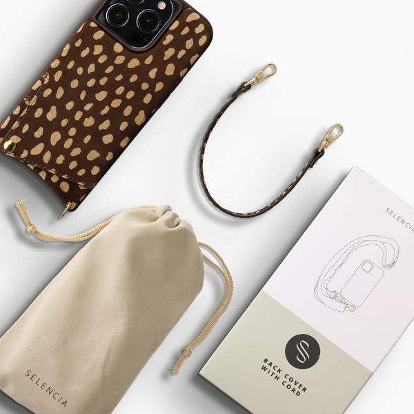 Selencia Nova coque arrière en cuir véritable avec porte-cartes Apple iPhone 13 Pro - Fawn Chic