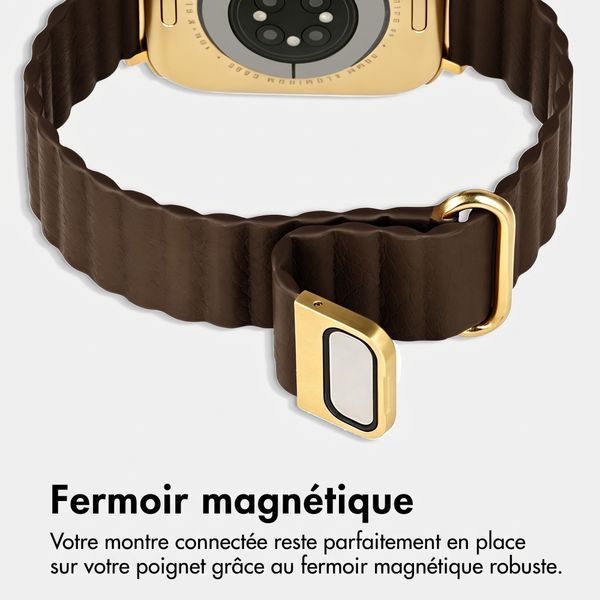imoshion Bracelet magnétique en cuir synthétique Apple Watch | 44/45/46/49 mm - Marron