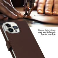 Selencia Étui portefeuille en cuir véritable Apple iPhone 14 Pro Max - Marron