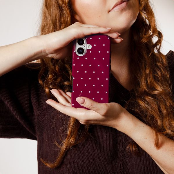 Selencia Coque arrière Vivid Apple iPhone 12 (Pro) - Happy Dots Burgundy