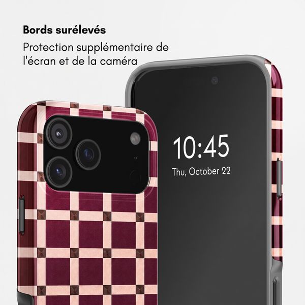 Selencia Coque arrière Vivid Apple iPhone 18 Pro / 17 Pro - Check This Burgundy