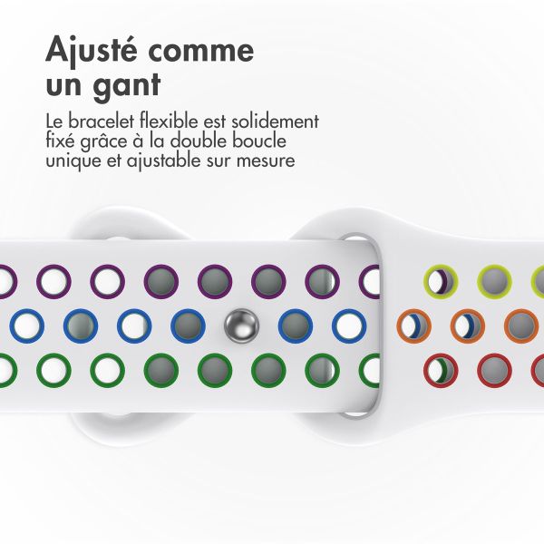 imoshion Bracelet Sport⁺ en silicone Apple Watch | 44/45/46/49 mm - Taille S/M - White Rainbow