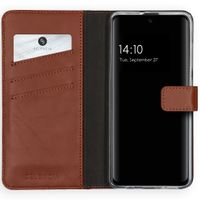 Selencia Étui portefeuille en cuir véritable Samsung Galaxy A51 - Marron clair