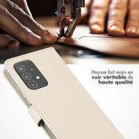 Selencia Étui portefeuille en cuir véritable Samsung Galaxy A53 - Greige