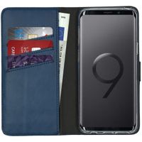 Selencia Étui portefeuille en cuir véritable Samsung Galaxy S9 - Bleu