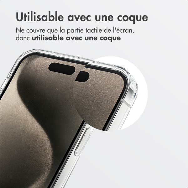 Accezz Protection d'écran en verre trempé avec filtre de confidentialité + Applicateur Apple iPhone 15 Pro