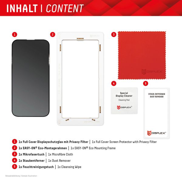 Displex Protection d'écran en verre trempé Privacy Apple iPhone 15 / 15 Pro / 16