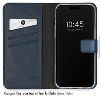 Selencia Étui portefeuille en cuir véritable Apple iPhone 15 Pro - Bleu