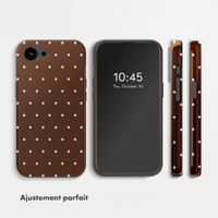 Selencia Coque arrière Vivid avec MagSafe Apple iPhone 17e / 16e - Happy Dots Chocolate