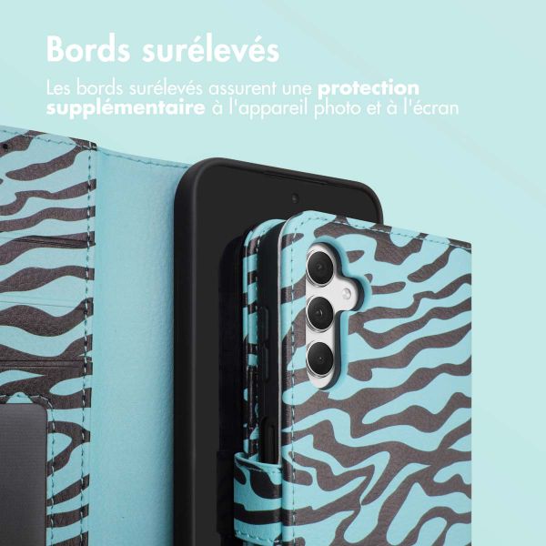 imoshion Étui de télephone portefeuille Design Samsung Galaxy A54 (5G) - Black Blue Stripes