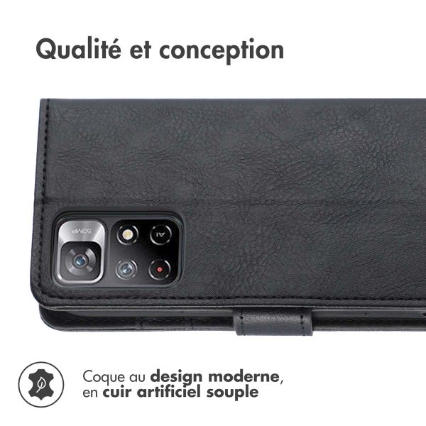 imoshion Étui de télephone portefeuille de luxe Xiaomi Redmi Note 11 (4G) / Note 11S (4G) - Noir