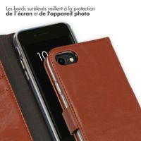 Selencia Étui portefeuille en cuir véritable Apple iPhone SE (2022 / 2020) / 8 / 7 / 6(s) - Marron clair