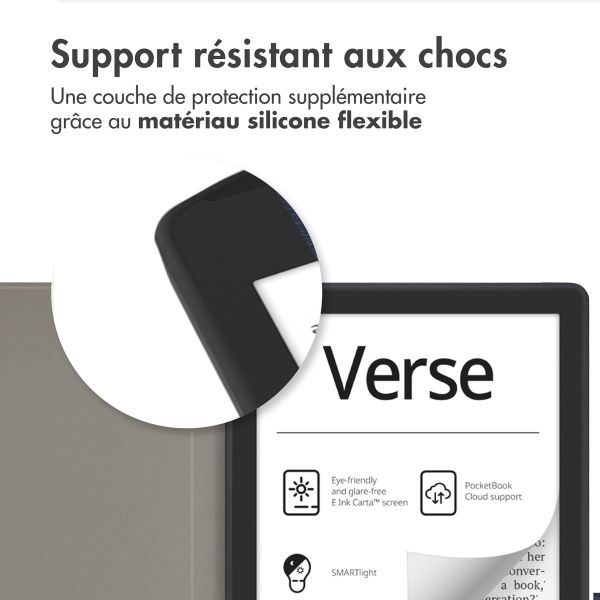 imoshion Étui de liseuse portefeuille Slim Soft Pocketbook Verse / Verse Pro / Verse Pro Color / Vivlio Light / Light HD - Noir