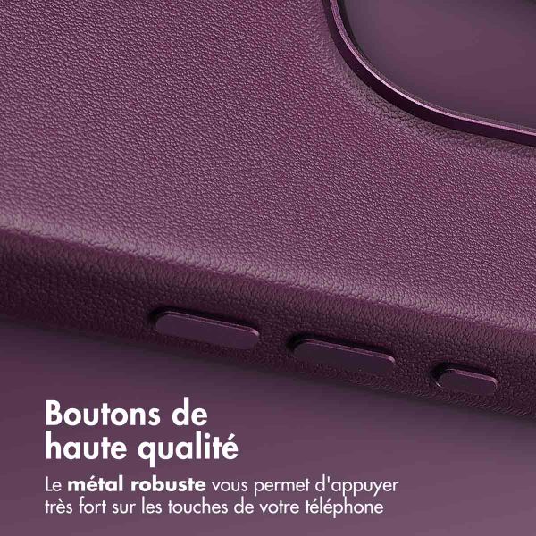 Accezz Coque arrière en cuir avec MagSafe Apple iPhone 16 Pro - Heath Purple
