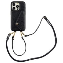 Selencia Coque de télephone Sera avec cordon et porte-cartes enveloppe Apple iPhone 15 Pro - Noir