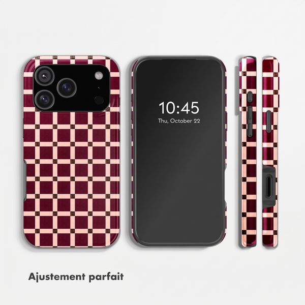 Selencia Coque arrière Vivid Apple iPhone 18 Pro / 17 Pro - Check This Burgundy