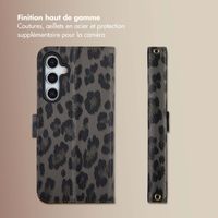Selencia Étui de télephone portefeuille imprimé léopard Sabi Samsung Galaxy A35 - Midnight Black
