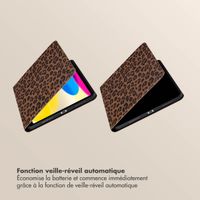 Selencia Coque tablette Sabi avec imprimé léopard Apple iPad 11 (2025) 11 pouces A16 / iPad 10 (2022) 10.9 pouces - Mocha Brown