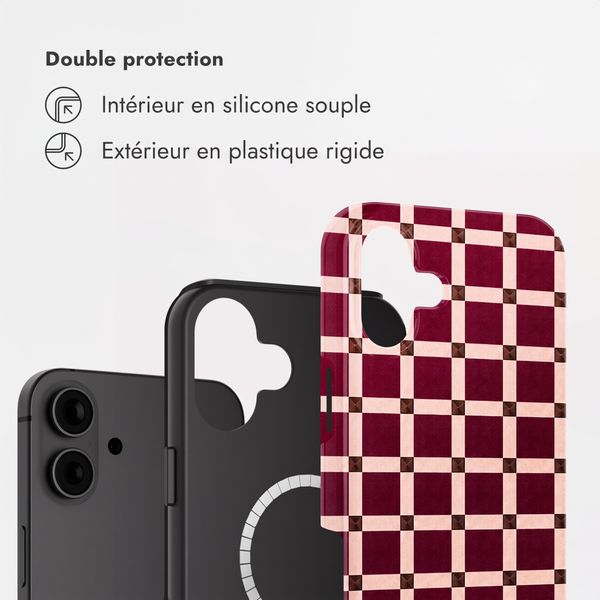 Selencia Coque arrière Vivid avec MagSafe Apple iPhone 16 - Check This Burgundy