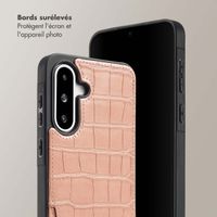 Selencia Coque de télephone Nova Croco avec cordon et porte-cartes Samsung Galaxy A36 / A56 - Old Pink