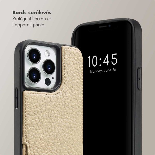 Selencia Coque de télephone Nova avec cordon et porte-cartes Apple iPhone 14 Pro - Beige
