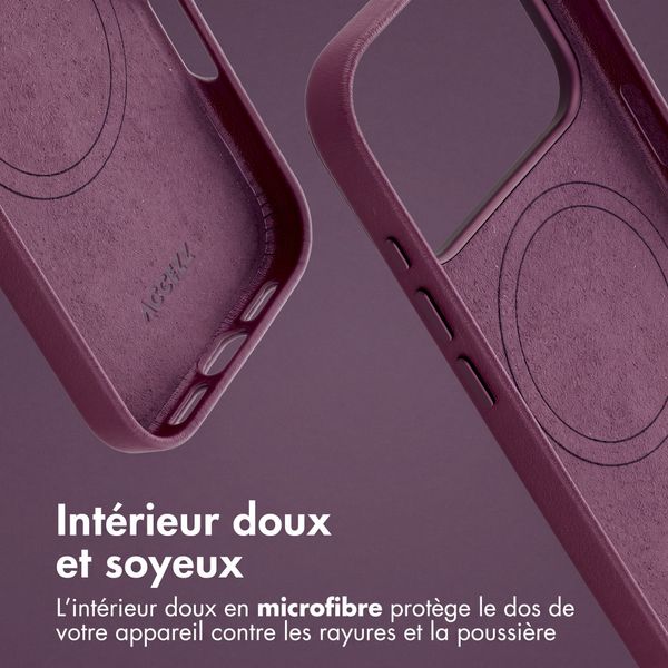 Accezz Coque arrière en cuir avec MagSafe Apple iPhone 18 Pro Max / 17 Pro Max - Heath Purple