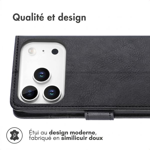 imoshion Étui de télephone portefeuille de luxe Apple iPhone 18 Pro / 17 Pro - Noir