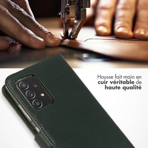 Selencia Étui portefeuille en cuir véritable Samsung Galaxy A52(s) (5G/4G) - Vert