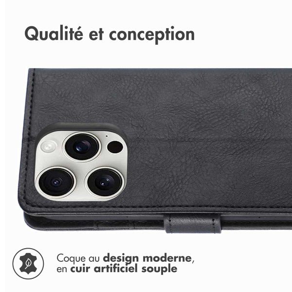 imoshion Étui de télephone portefeuille de luxe Apple iPhone 16 Pro Max - Noir