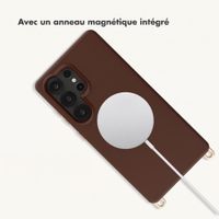 Selencia Coque arrière Rivièra avec MagSafe avec crochets amovibles Samsung Galaxy S25 Ultra - Choco Brown