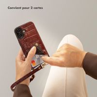Selencia Coque de télephone Nova Croco avec cordon et porte-cartes Samsung Galaxy S26 Ultra - Burgundy