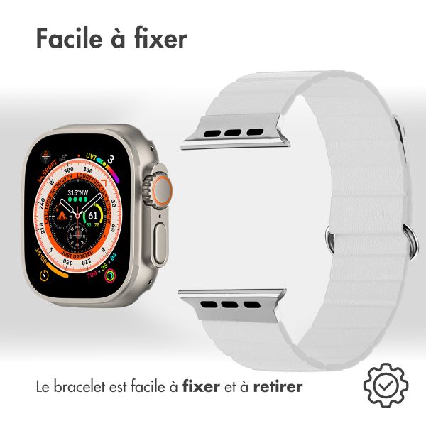 imoshion Bracelet en cuir magnétique Apple Watch | 44/45/46/49 mm - Blanc
