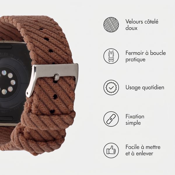 imoshion Bracelet en velours côtelé Apple Watch | 38/40/41/42 mm - Marron
