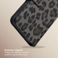 Selencia Étui de télephone portefeuille imprimé léopard Sabi Samsung Galaxy A36 / A56 - Midnight Black