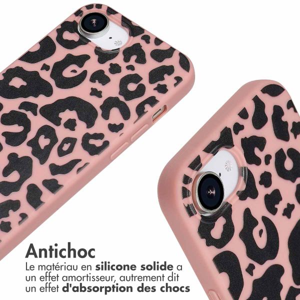 imoshion Coque design en silicone avec cordon Apple iPhone 17e / 16e - Animal Pink