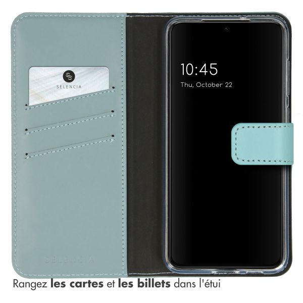 Selencia Étui portefeuille en cuir véritable Samsung Galaxy S23 - Air Blue