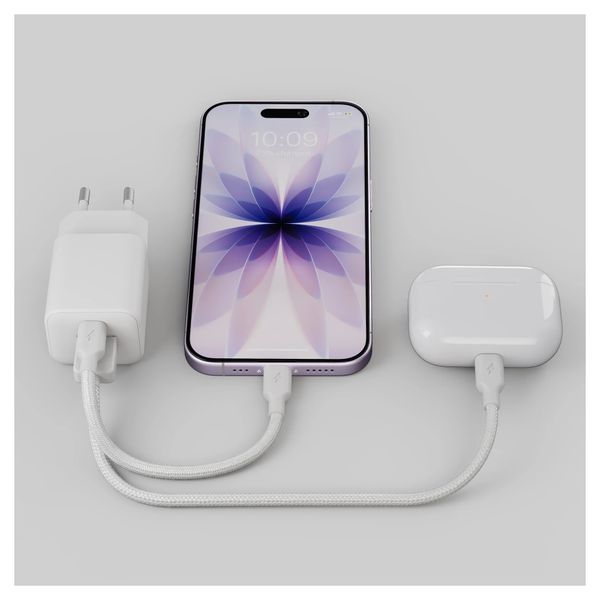 Zens Chargeur compact USB-C / USB-A 30W - Adaptateur secteur - Blanc