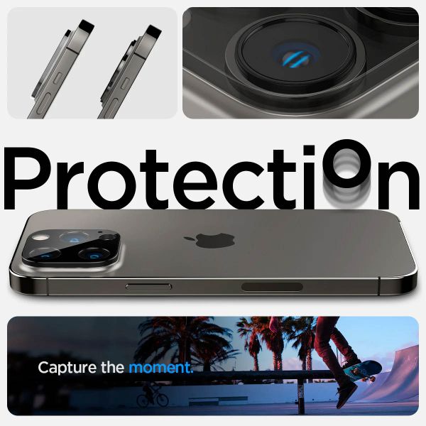 Spigen Optik Lens Protector - Protection complète de la caméra (lot de 2) Apple iPhone 14 Pro / 14 Pro Max - Noir