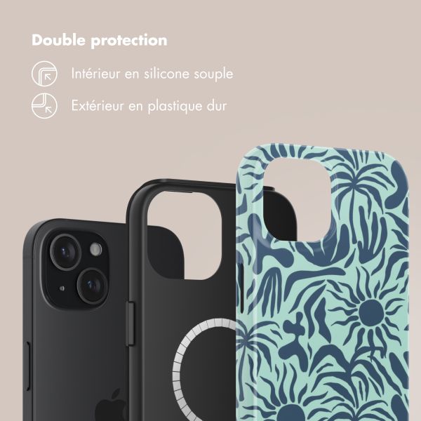 Selencia Coque arrière Vivid avec MagSafe Apple iPhone 15 - Tropical Vibes Light Blue