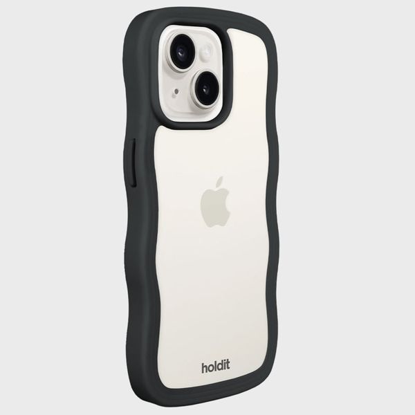 Holdit Coque Wavy Apple iPhone 17e / 16e / 15 / 14 / 13 - Black / Transparent