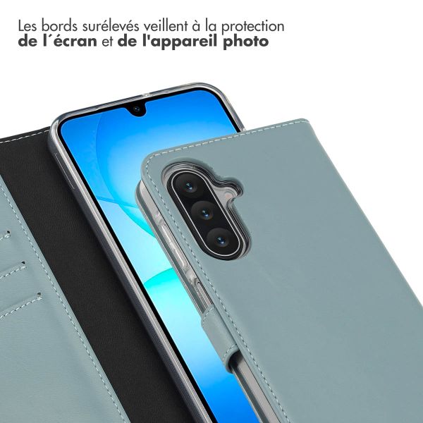 Selencia Étui portefeuille en cuir véritable Samsung Galaxy A17 (5G) / (4G) - Air Blue