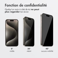 Accezz Protection d'écran en verre trempé avec filtre de confidentialité + Applicateur Apple iPhone 15 Pro