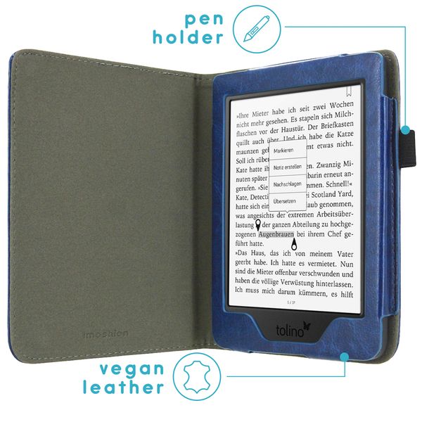 imoshion Étui de liseuse portefeuille en cuir végan Tolino Page 2 - Bleu foncé