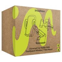 imoshion Support de téléphone 3-in-1 pour voiture - Rotatif à 360° - Universel - Tableau de bord / Pare-brise / Grille de ventilation - Noir