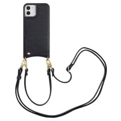 Selencia Coque de télephone Nova avec cordon et porte-cartes Apple iPhone 12 (Pro) - Noir