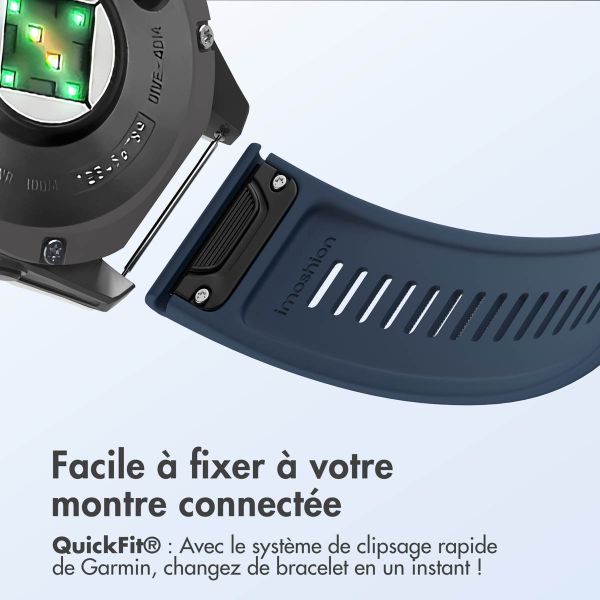 imoshion Bracelet QuickFit® Stripe en silicone  - Connexion Garmin 26 mm - Bleu foncé