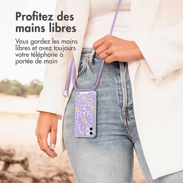 imoshion Coque Design avec cordon Apple iPhone 11 - Tropical Violet Flowers Connect
